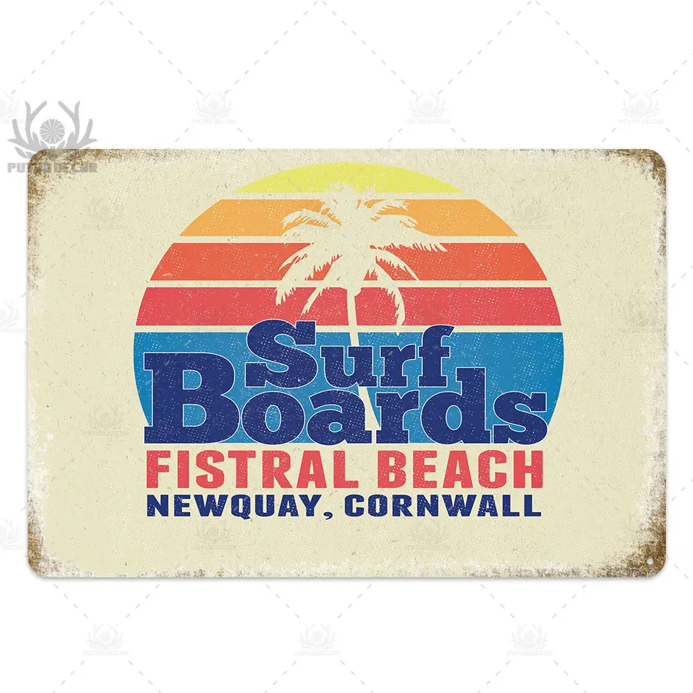 Beach Tin Sign Plaque Metal Vintage Summer Metal Wall Sign Beach Decor for Beach Bar Beach House Seaside Decorative Plate