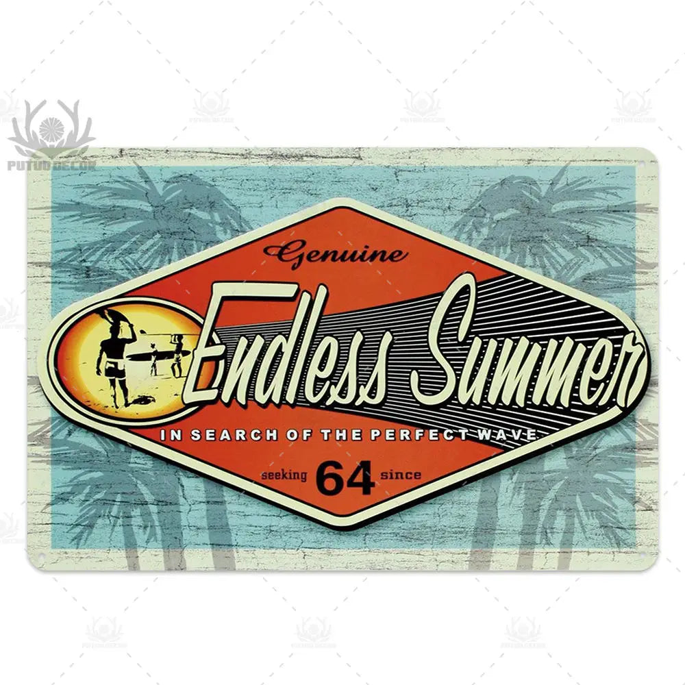 Beach Tin Sign Plaque Metal Vintage Summer Metal Wall Sign Beach Decor for Beach Bar Beach House Seaside Decorative Plate